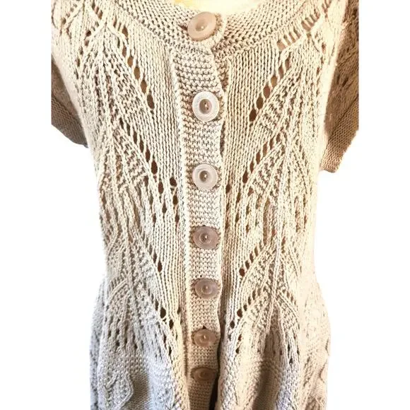 Anthropologie Sparrow Beige Button Down Sweater Cardigan Dress XL - Picture 2 of 4